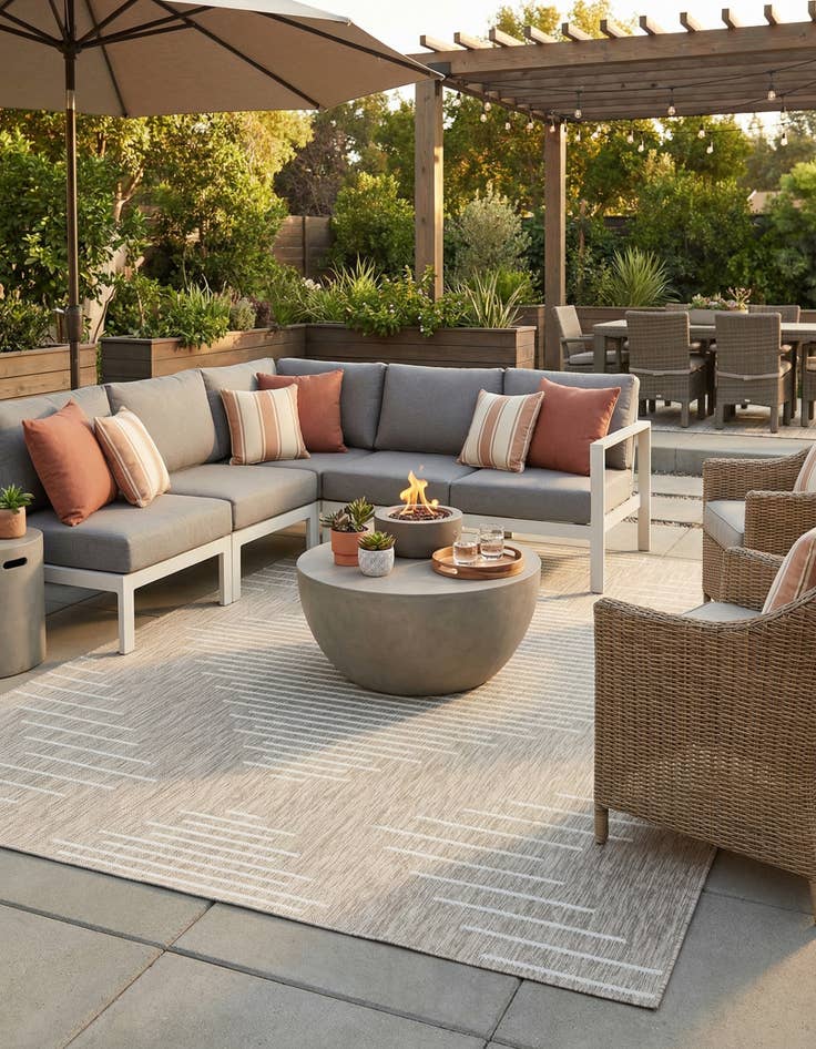 Detail image of  7' 10 x 10'  Washable Modern Indoor / Outdoor Rug