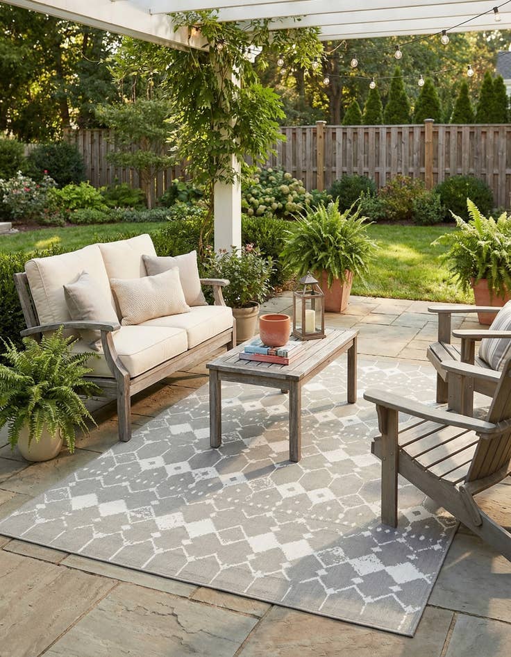 Detail image of 6' x 9'  Washable Trellis Indoor / Outdoor Rug
