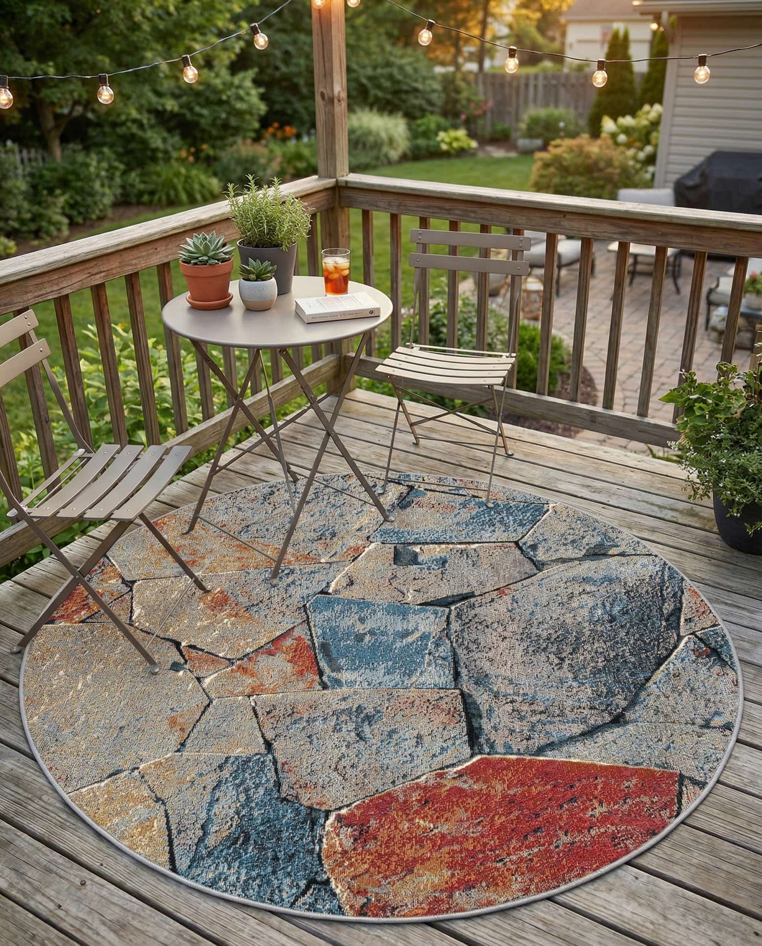 5' x 5' Easy-Clean Modern Indoor / Outdoor Round Rug