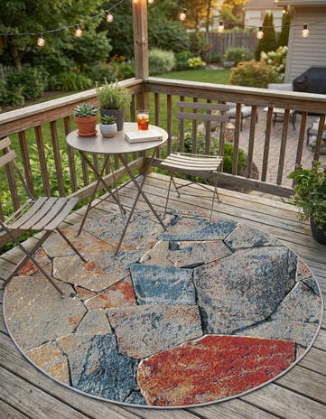 5' x 5' Easy-Clean Modern Indoor / Outdoor Round Rug