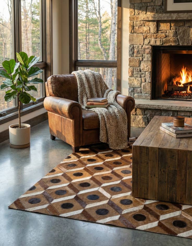 Detail image of 2' x 3' Cowhide Leather Rug