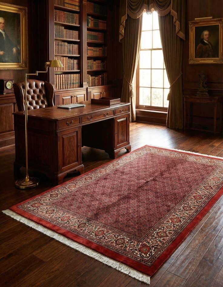 Detail image of  4' 8 x 6' 10 Bidjar With Silk Rug