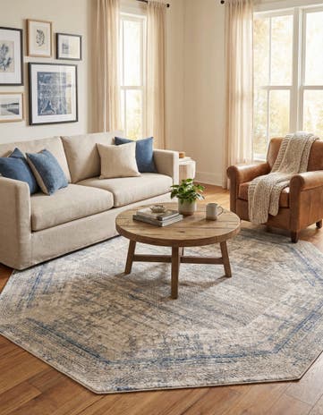 Gray Blue Deepa Octagon Rug