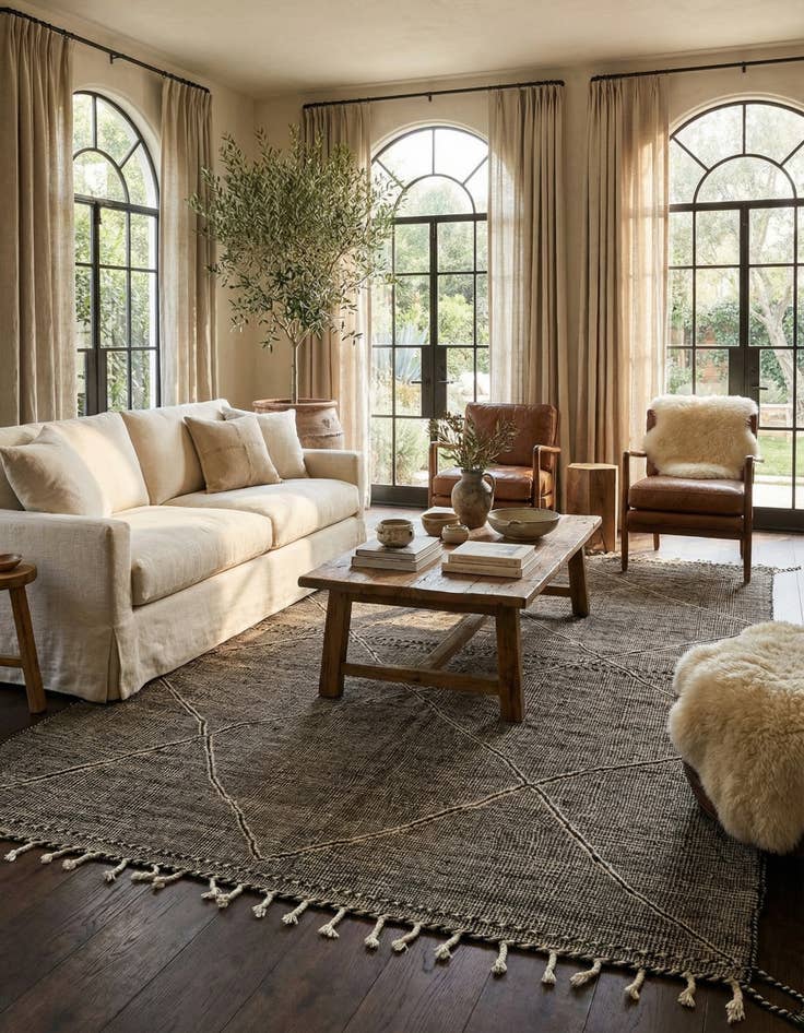 Detail image of 6' 10 x 9' 9  Hand Knotted Moroccan Wool Rug