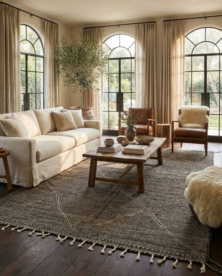 Detail image of 6' 10 x 9' 9 Hand Knotted Moroccan Wool Rug