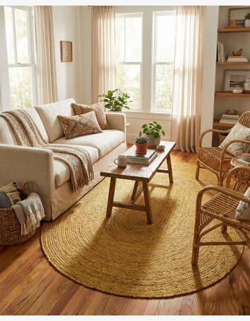 8' x 10' Handmade Braided Jute Oval Rug