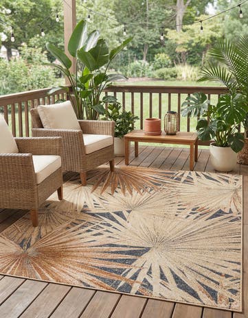 5' x 7' Easy-Clean Botanical Indoor / Outdoor Rug