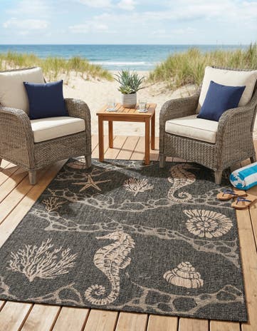 5' 3 x 7' Easy-Clean Coastal Indoor / Outdoor Rug