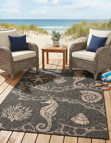 5' 3 x 7' Easy-Clean Coastal Indoor / Outdoor Rug