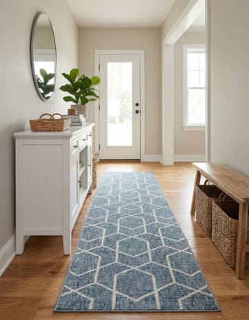 Harbor Blue Eco Trellis Runner Rug