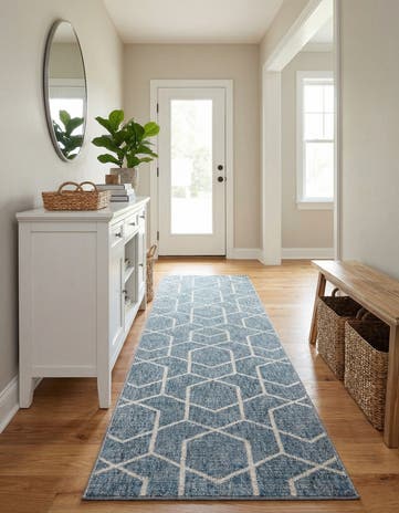 Harbor Blue Eco Trellis Runner Rug
