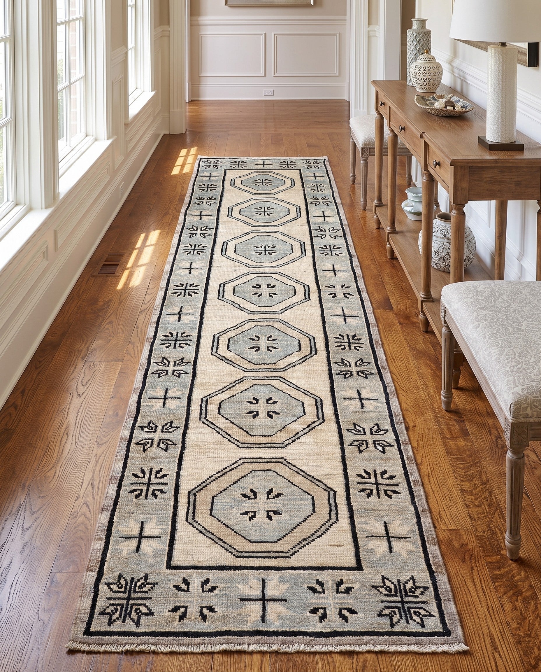 2' 9 x 10' 6 Hand Knotted Oushak Wool Runner Rug