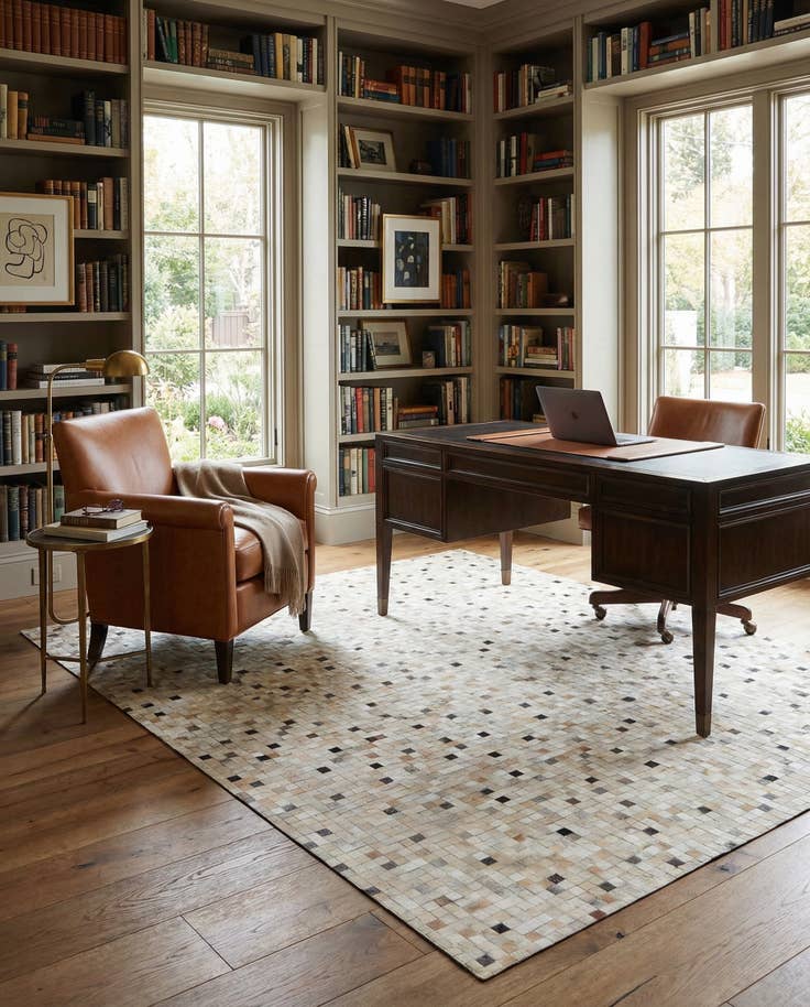 Detail image of 8' 1 x 9' 11 Cowhide - Patchwork Rug