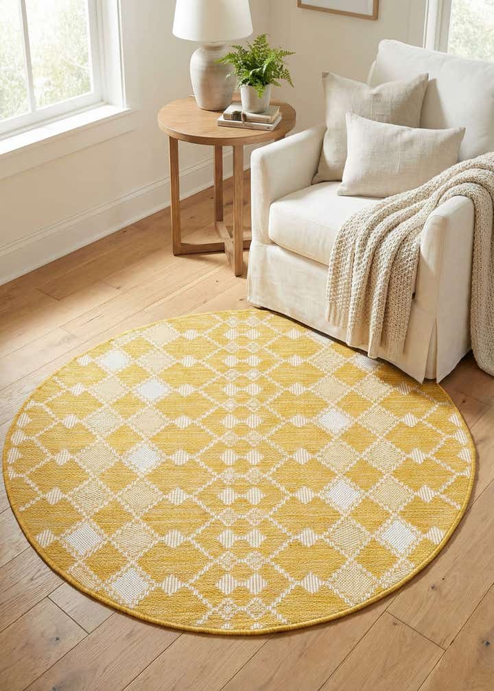 4' x 4' Easy-Clean Trellis Indoor / Outdoor Round Rug
