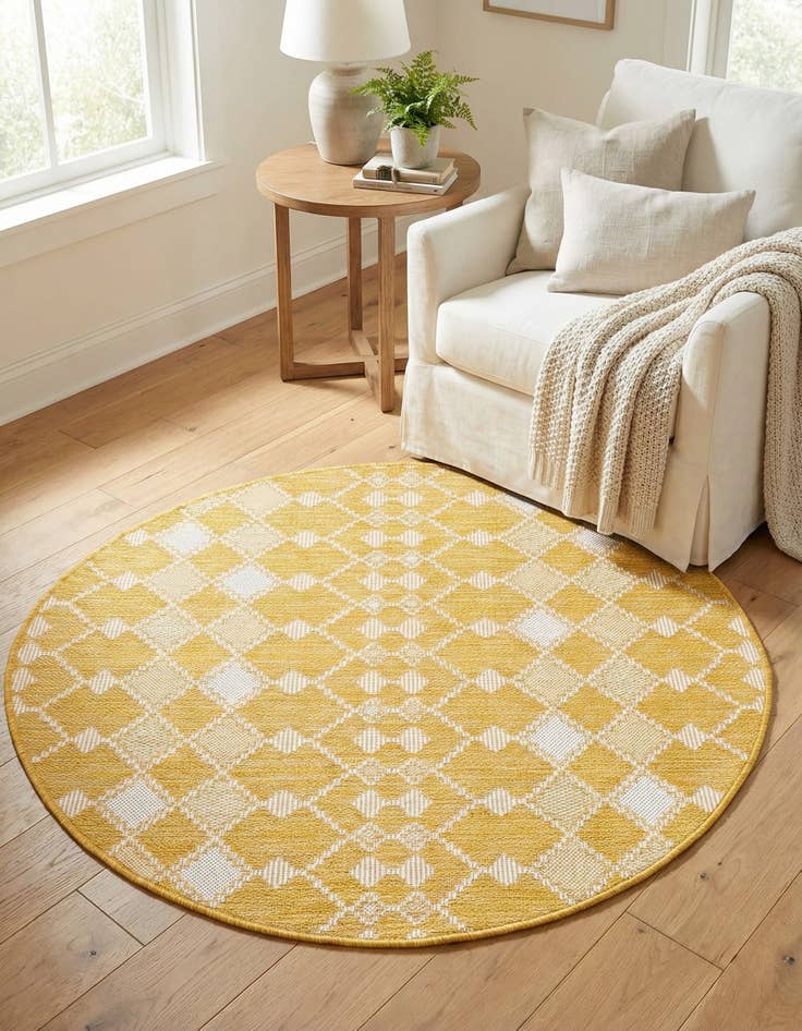 Detail image of 4' x 4' Easy-Clean Trellis Indoor / Outdoor Round Rug