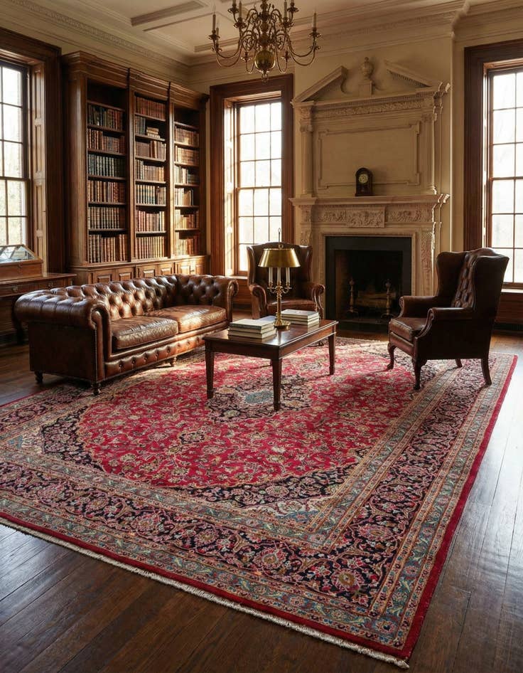 Detail image of 9' 8 x 12' 7  Hand Knotted Mashad Persian Wool Rug