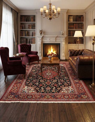 4' 8 x 6' 9 Hand Knotted Qom Persian Rug