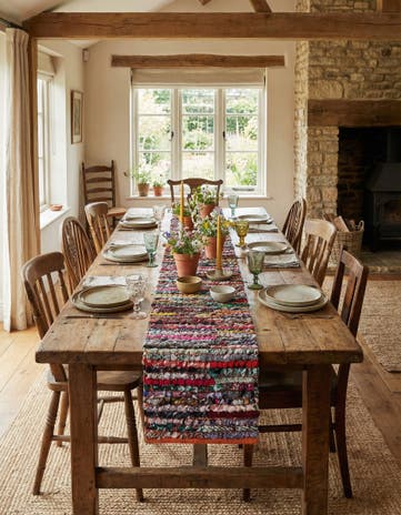 1' 2 x 10' Handmade Braided Chindi Table Runner Rug