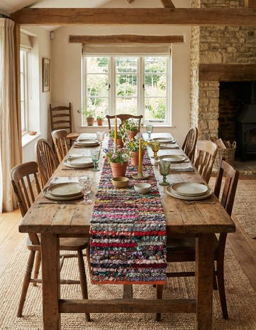 1' 2 x 10' Handmade Braided Chindi Table Runner Rug
