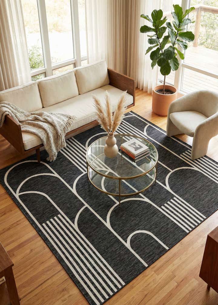7' 10 x 7' 10 Easy-Clean Modern Indoor / Outdoor Square Rug