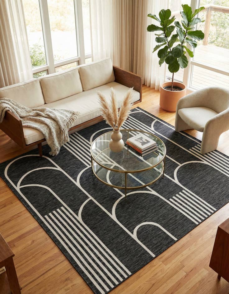 Detail image of  7' 10 x 7' 10  Washable Modern Indoor / Outdoor Square Rug