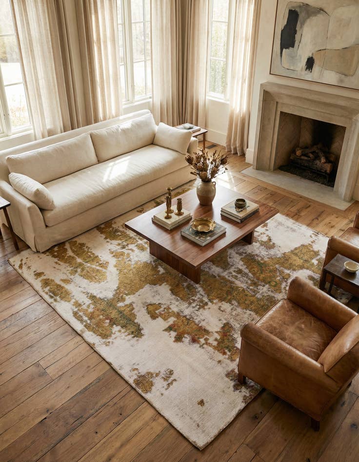 Detail image of 6' 2 x 6' 5  Hand Knotted Ultra Vintage Persian Wool Square Rug