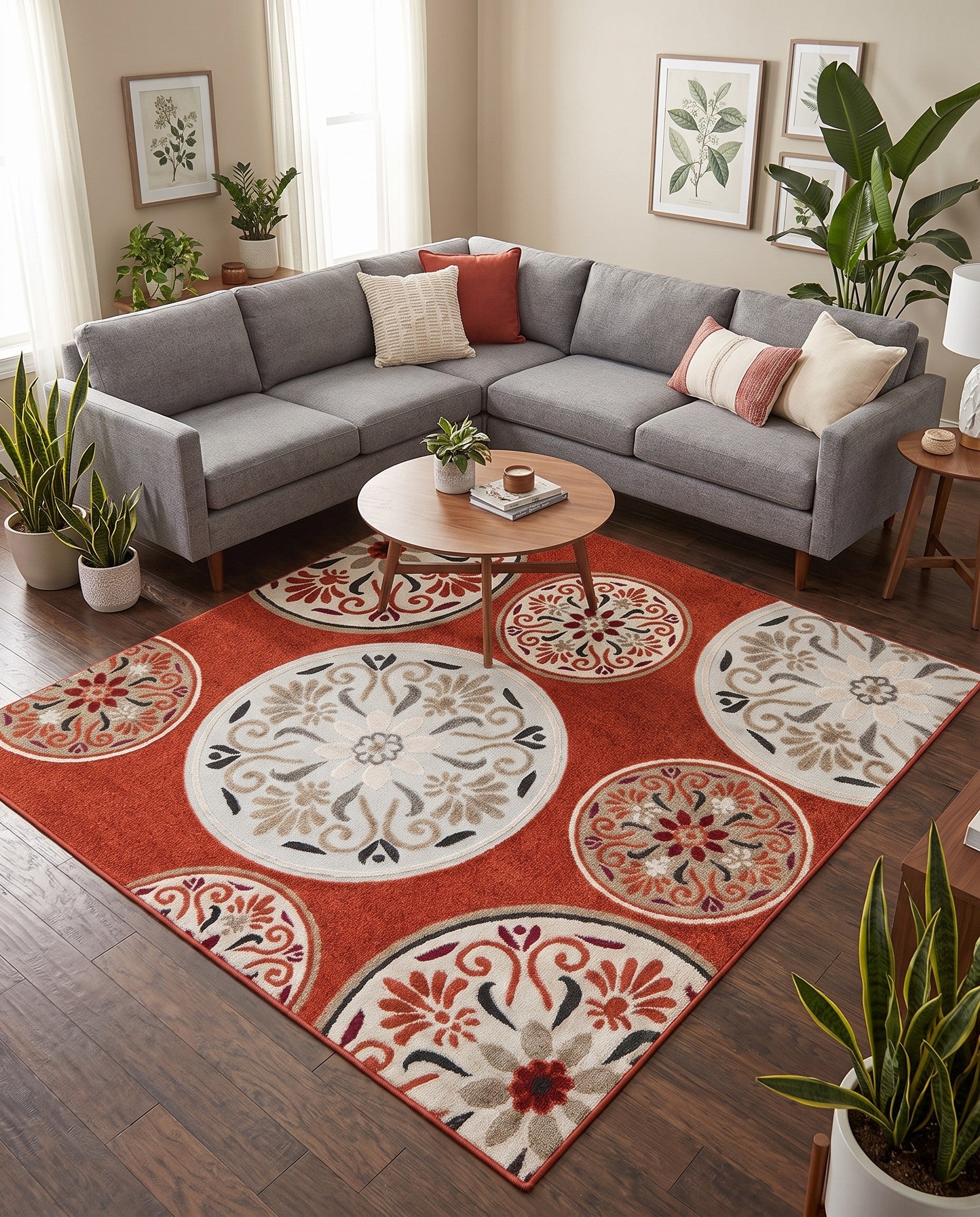 7' 10 x 7' 10 Easy-Clean Modern Indoor / Outdoor Square Rug