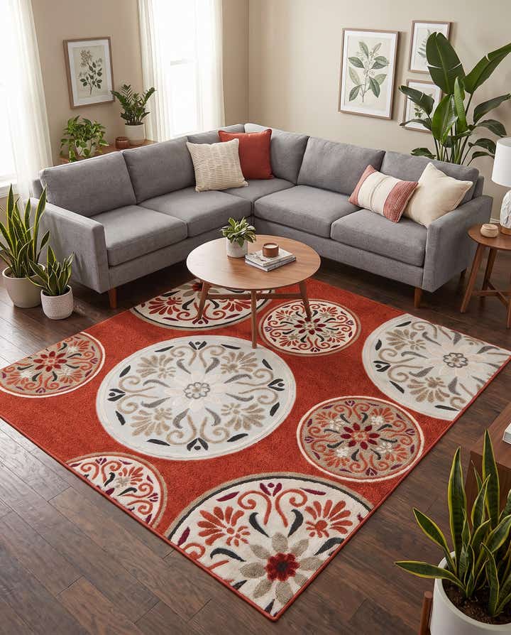 7' 10 x 7' 10 Easy-Clean Modern Indoor / Outdoor Square Rug