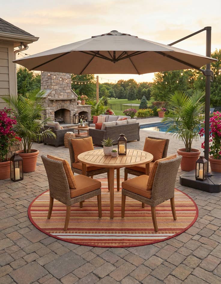 Detail image of  7' 10 x 7' 10  Washable Baja Indoor / Outdoor Round Rug