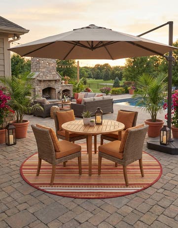7' 10 x 7' 10 Easy-Clean Baja Indoor / Outdoor Round Rug