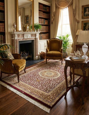 4' 5 x 6' 8 Ghom Silk Rug