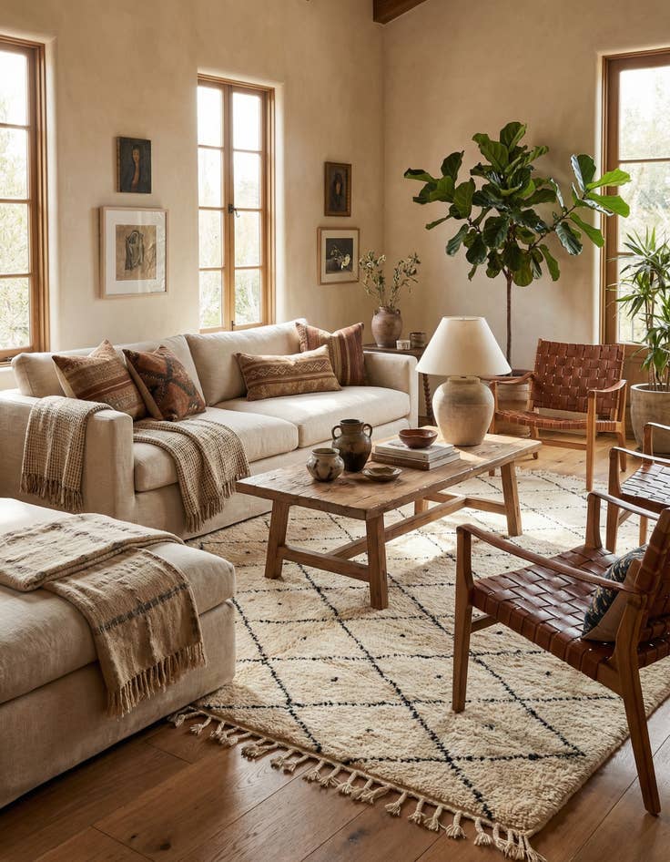 Detail image of 5' 4 x 8' 3  Hand Knotted Moroccan Wool Rug