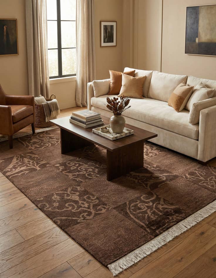 Detail image of 5' 8 x 8'  Hand Knotted Darya Wool Rug