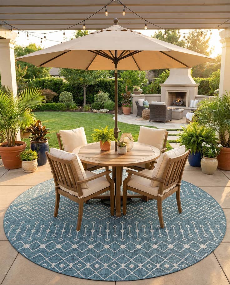 Detail image of 10' x 10' Easy-Clean Lattice Indoor / Outdoor Round Rug
