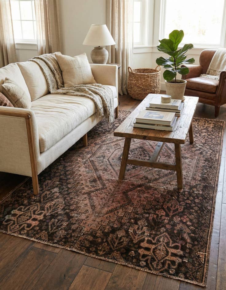 Detail image of  5' 10 x 8' 6  Hand Knotted Ultra Vintage Persian Wool Rug