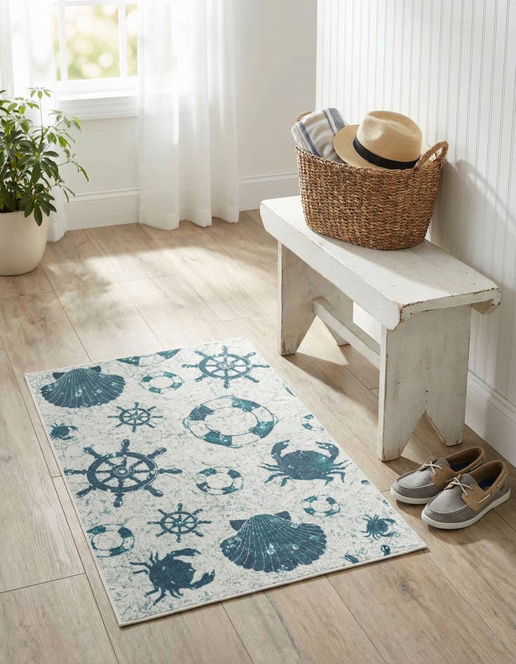 Detail image of  1' 3 x 1' 3  Washable Coastal Indoor / Outdoor Sample Rug