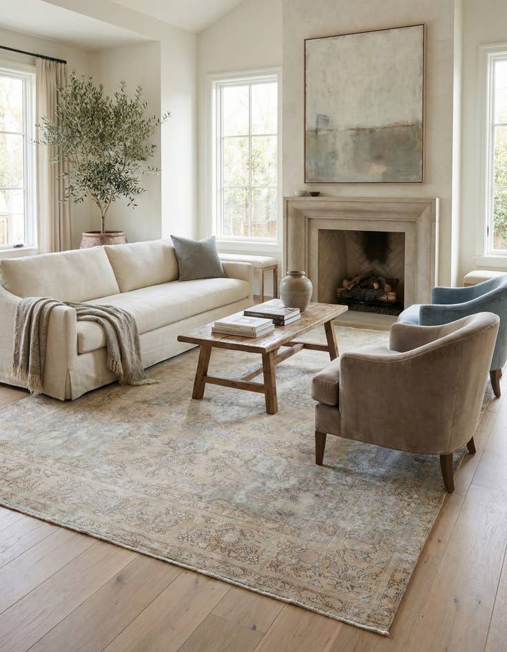 Detail image of  9' 3 x 13'  Hand Knotted Ultra Vintage Persian Wool Rug