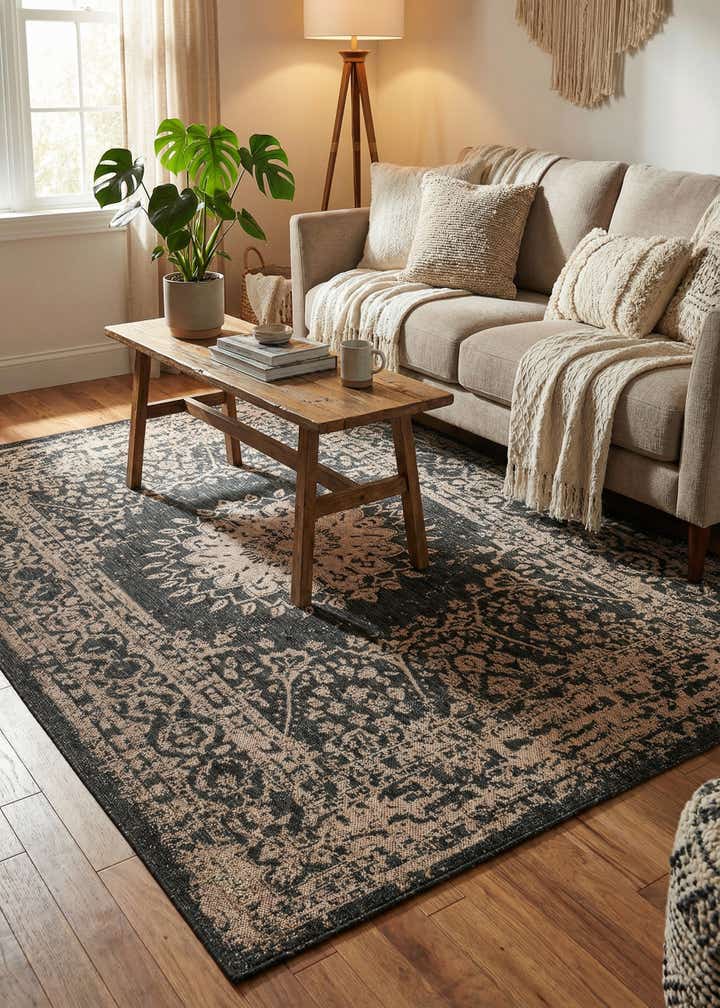 5' 3 x 8' Easy-Clean Traditional Indoor / Outdoor Rug