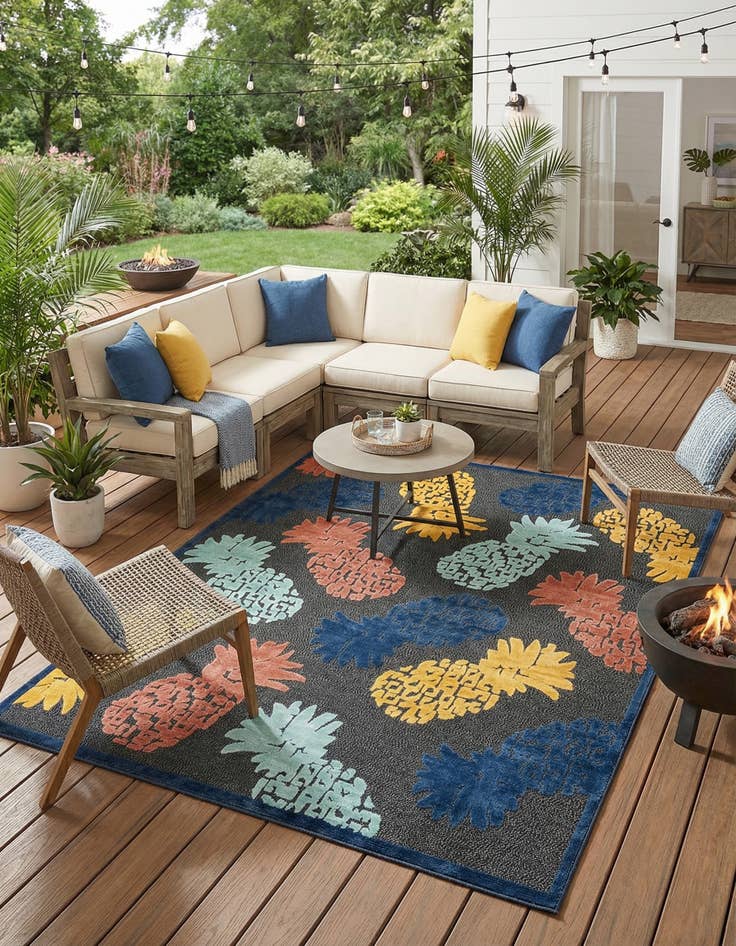 Detail image of 9' x 12'  Washable Belize Indoor / Outdoor Rug