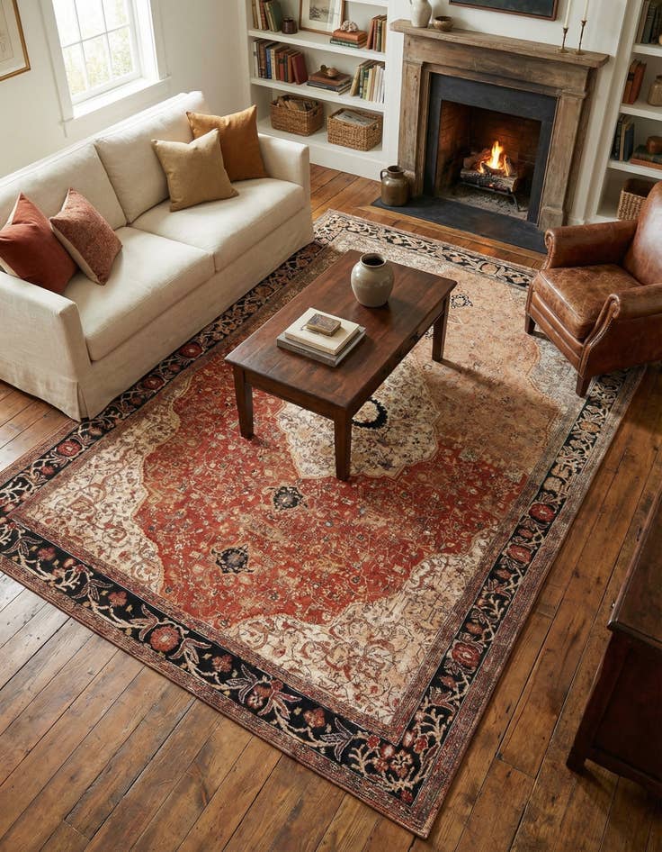 Detail image of 10' x 14'  Washable Traditional Indoor / Outdoor Rug