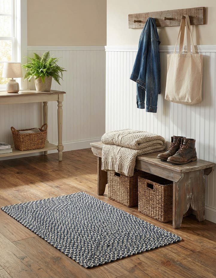 2' x 3' 1 Handmade Tweed Braided Jute Rug