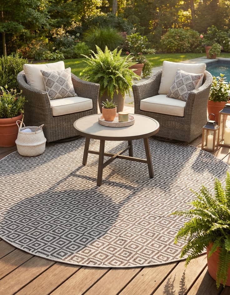 Detail image of 10' x 10'  Washable Jill Zarin Costa Rica Indoor / Outdoor Round Rug
