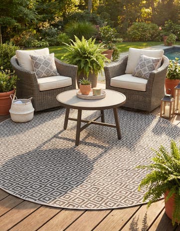 10' x 10' Easy-Clean Jill Zarin Costa Rica Indoor / Outdoor Round Rug