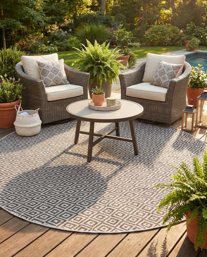 10' x 10' Easy-Clean Jill Zarin Costa Rica Indoor / Outdoor Round Rug