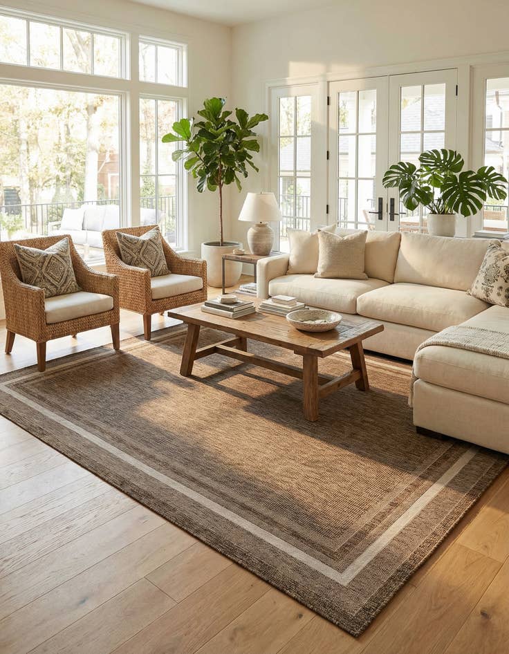 Detail image of 10' x 13' 1 Easy-Clean Border Indoor / Outdoor Rug