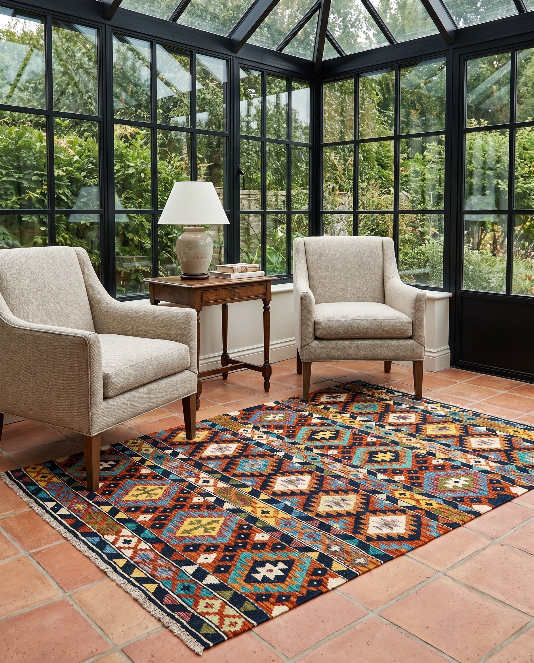 145cm x 195cm anudado a mano Marok Kilim Alfombra