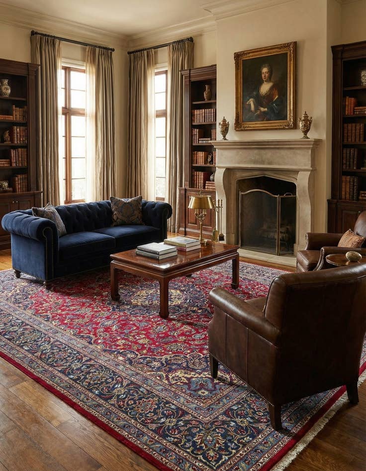 Detail image of 9' 9 x 12' 10  Hand Knotted Kashmar Persian Wool Rug