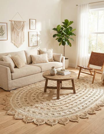 Ivory Handmade Braided Jute Oval Rug