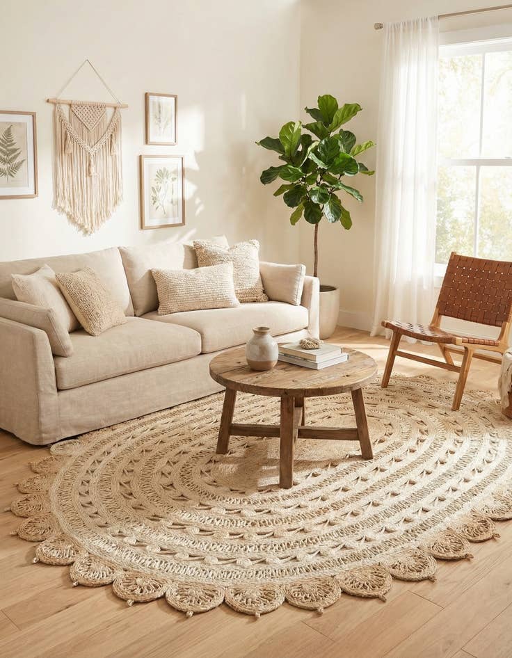 Detail image of  7' 10 x 10'  Hand Braided Jute Oval Rug