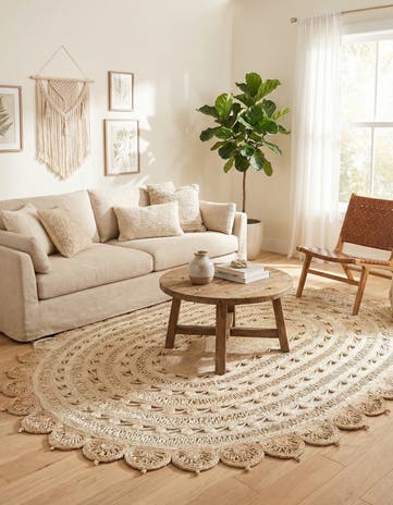 Ivory Handmade Braided Jute Oval Rug